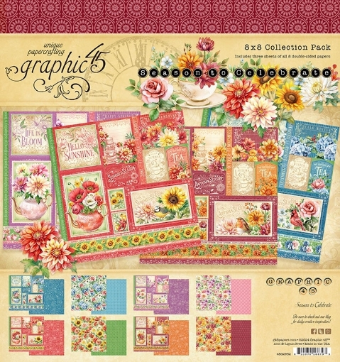 Picture of Graphic 45 Season to Celebrate 8x8 Inch Collection Pack – Μπλοκ Χαρτιών Scrapbooking 16 Φύλλων