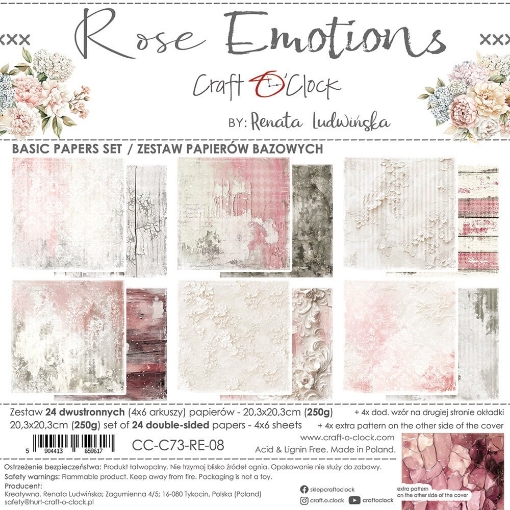Picture of Craft O'Clock Basic Συλλογή Μονόχρωμων Χαρτιών  8" x 8" - Rose Emotions
