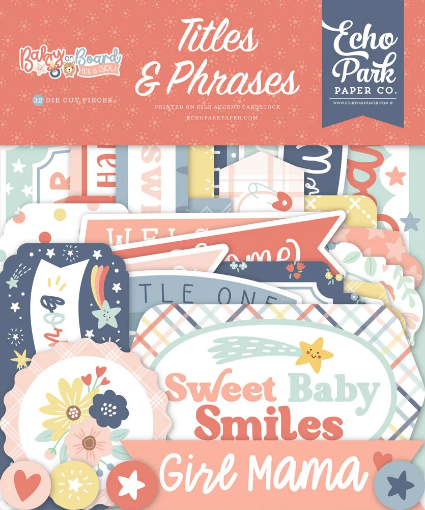 Picture of Echo Park Cardstock Ephemera | Titles & Phrases Baby On Board, It’s A Girl, 32τεμ.