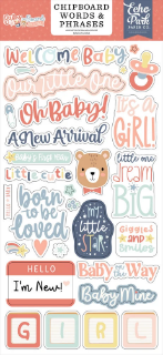 Picture of Echo Park Chipboard Διακοσμητικά | Baby On Board, It’s A Girl, Words & Phrases, 30τεμ.