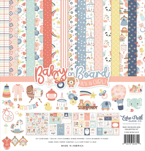 Picture of Echo Park Collection Kit 12"x12" | Συλλογή Χαρτιών Scrapbooking Baby On Board, It’s A Girl