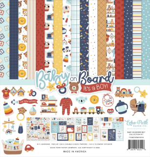 Picture of Echo Park Collection Kit Συλλογή Χαρτιών Scrapbooking Διπλής Όψης 12" x 12" - Baby On Board, It's A Boy  