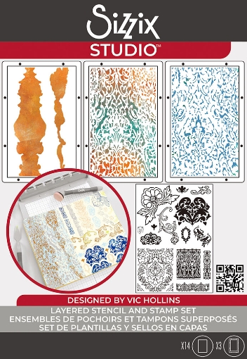 Picture of Sizzix Studio Σετ Σφραγίδες και Στένσιλ της Vic Hollins - Ornate, 17τεμ.