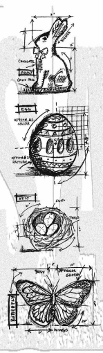 Picture of Stampers Anonymous Tim Holtz Cling Σφραγίδες - Mini Blueprint Strip, Easter, 4τεμ.   
