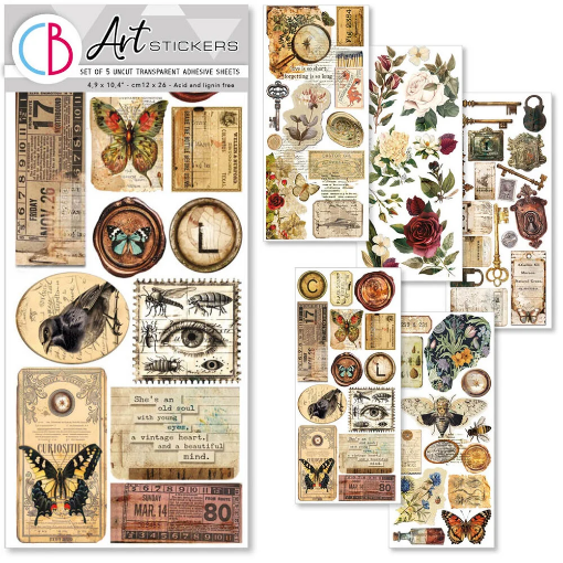 Picture of Ciao Bella Transparent Adhesive Sheets - Αυτοκόλλητα Διαφανή Φύλλα  Με 'Ακοπα Αυτοκόλλητα - Cabinet of Curiosities, 5τεμ. 