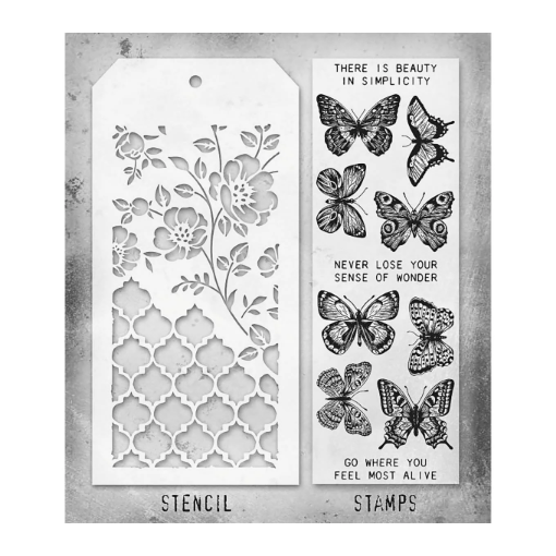 Picture of Tim Holtz Σετ Σφραγίδες & Στένσιλ – Mixed Media #44 Butterflies, 12τεμ. 