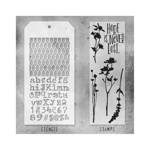 Picture of Stampers Anonymous Tim Holtz Σετ με Σφραγίδες και Στένσιλ - Mixed Media #21,  6τεμ.    
