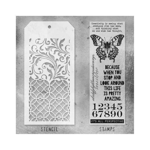 Picture of Stampers Anonymous Tim Holtz Σετ με Σφραγίδες και Στένσιλ - Mixed Media #15,  7τεμ.     