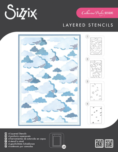 Picture of Sizzix Studio Layered Στένσιλ by Catherine Pooler - In the Clouds, 4τεμ.