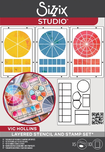 Picture of Sizzix Studio Σετ Σφραγίδες και Στένσιλ της Vic Hollins - Artist Tools, 8τεμ.