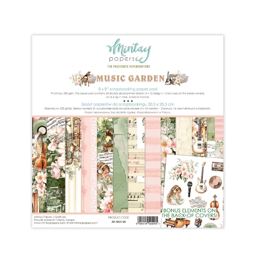 Picture of Mintay Papers Μπλοκ Scrapbooking Διπλής Όψης 8'' X 8" - Music Garden 