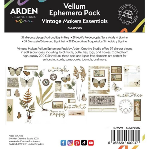 Picture of Διακοσμητικά Vellum Εφήμερα - Arden Creative Studio, Vintage Maker, 39τεμ. 