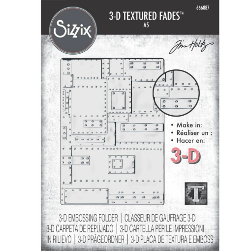 Picture of Sizzix Tim Holtz 3D Texture Fades Embossing Folder A5 - Foundry Large