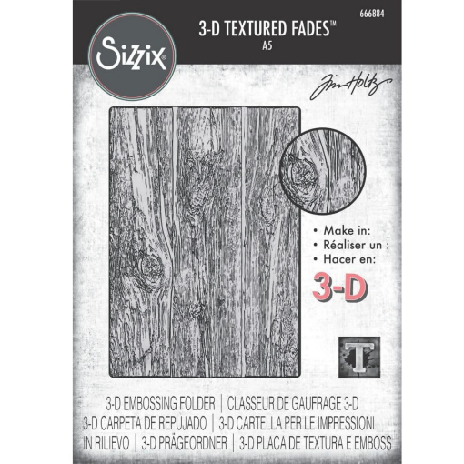 Picture of Sizzix Tim Holtz 3D Texture Fades Embossing Folder A5 - Lumber Large