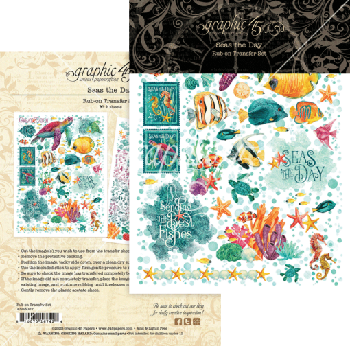 Picture of Graphic 45 Rub-On Transfers 6" x 8" - Seas the Day, 2pcs