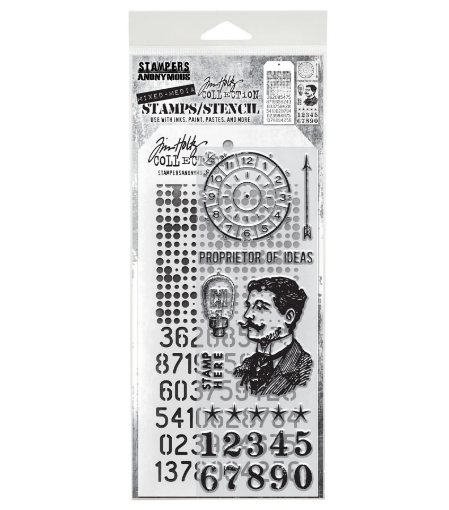 Picture of Stampers Anonymous Tim Holtz Σετ με Σφραγίδες και Στένσιλ - Mixed Media #18,  9τεμ.     