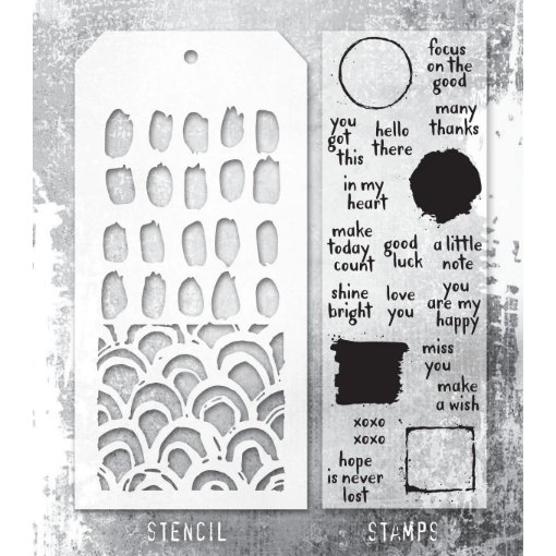 Picture of Stampers Anonymous Tim Holtz Stamp & Stencil Set | Σετ Σφραγίδων και Στένσιλ – Note Quotes