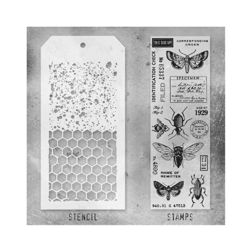 Picture of Tim Holtz Σετ Σφραγίδες & Στένσιλ – Entomology Honeycomb, 20τεμ. 