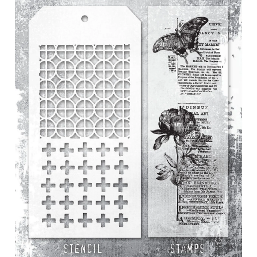 Picture of Stampers Anonymous Tim Holtz Σετ με Σφραγίδες και Στένσιλ - Botanic Collage, Plus and Focus,  3τεμ.  