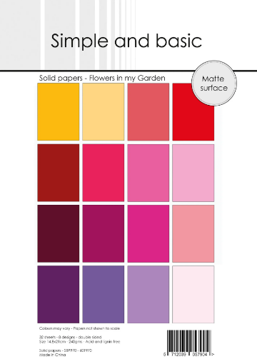 Picture of Simple and Basic Μονόχρωμα Cardstock 240gsm Διπλής Όψης A5- Flowers in my Garden, 32 τεμ.