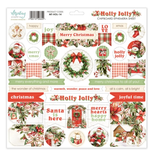 Picture of Mintay Papers Chipboard Διακοσμητικά Εφήμερα 12" x 12" - Holly Jolly, 42τεμ.