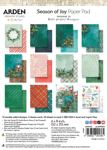 Picture of Arden Creative Studio Μπλόκ Scrapbooking Διπλής 'Οψης 8" x 8" - Season Of Joy