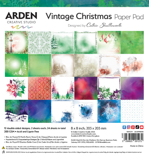 Picture of Arden Creative Studio Μπλόκ Scrapbooking Διπλής 'Οψης 8" x 8"- Vintage Christmas 