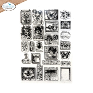 Picture of Elizabeth Craft Designs Planner Essentials | Διάφανες Σφραγίδες με Vintage Γραμματόσημα - Botanical Blend Postage Stamps 3, 24 τεμ.