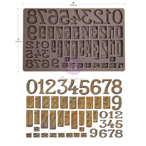 Picture of Prima Finnabair Imaginarium Decor Moulds - Καλούπι Σιλικόνης - Letterpress Numbers