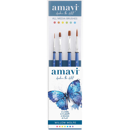 Picture of Willow Wolfe Amavi Artist Specialty Brush Set Πινέλα - Σετ 5: Liner, Filbert, Round, Flat, 4τεμ.