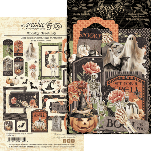 Picture of Graphic 45 Διακοσμητικά Chipboard Tags & Frames - Ghostly Greetings, 32τεμ.