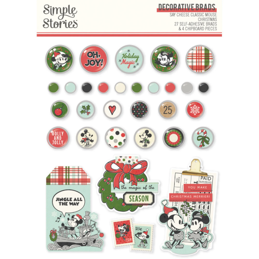 Picture of Simple Stories Διακοσμητικά Αυτοκόλλητα Brads - Say Cheese Classic Mouse Christmas, 33τεμ. 