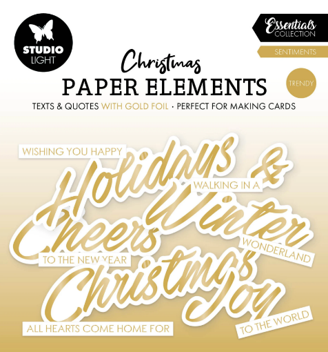 Picture of Studio Light Sentiments Trendy Gold Christmas Paper Elements - Χριστουγεννιάτικα Διακοσμητικά Εφήμερα με Foil, 40τεμ. 