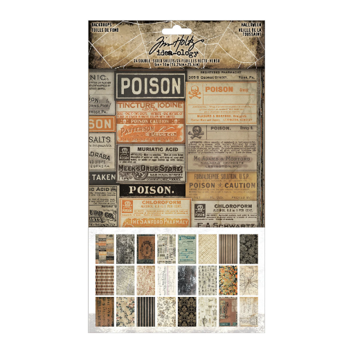 Picture of Tim Holtz Idea-Ology Backdrops Χαρτιά Cardstock Διπλής Όψης 6" x 10" - Halloween, 24 τεμ.