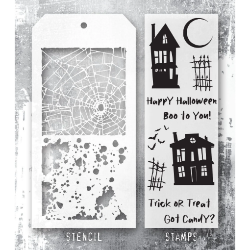 Picture of Tim Holtz Σετ Σφραγίδες & Στένσιλ – Ghost Town Halloween, 11τεμ. 