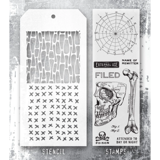 Picture of Tim Holtz Σετ Σφραγίδες & Στένσιλ – Anatomy, 8τεμ. 