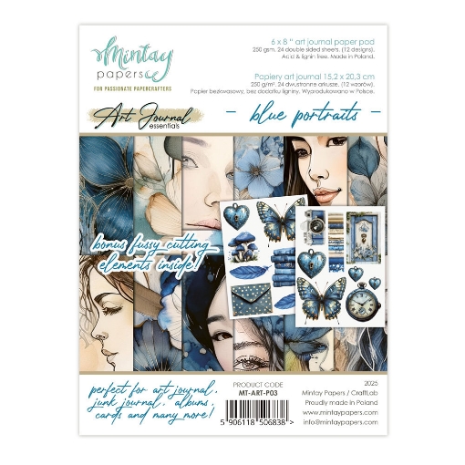 Picture of Mintay Papers Add-On Μπλοκ Scrapbooking Διπλής Όψης 6'' X 8" - Art Journal Essentials, Blue Portraits