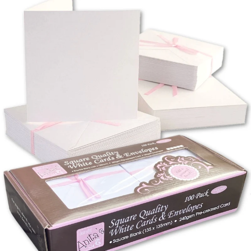 Picture of Docrafts Anita’s Τετράγωνες Κάρτες & Φάκελοι - Λευκό, Σετ 200τμχ