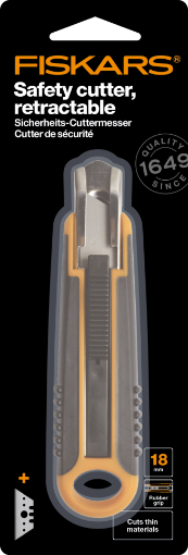 Picture of Fiskars Cutter Safety Retractable - Κοπίδι Ασφαλείας με Αναδιπλώμενη Λεπίδα 18mm