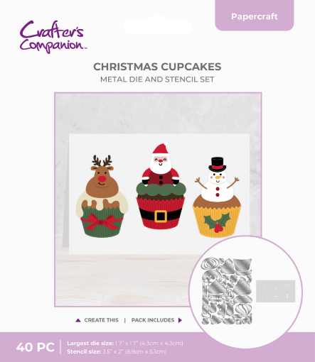 Picture of Crafter’s Companion Σετ Die & Stencil 3-in-1  Christmas Cupcakes, 40 τεμ