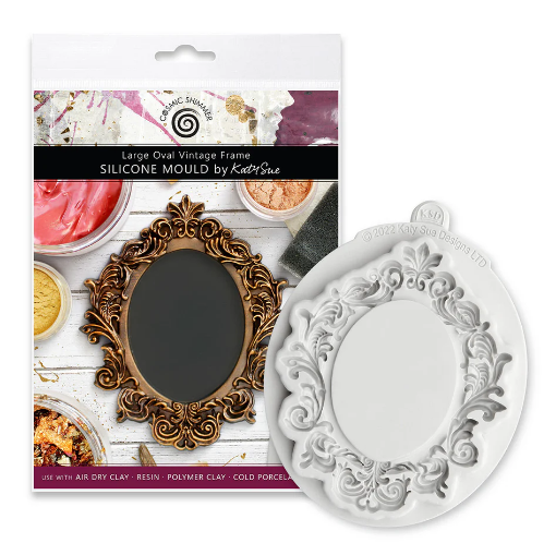 Picture of Katy Sue Designs Silicone Mould Cosmic Shimmer Large Oval Vintage Frame – Καλούπι Σιλικόνης Μεγάλης Οβάλ Βιντάζ Κορνίζας για Ρητίνη & Πηλό