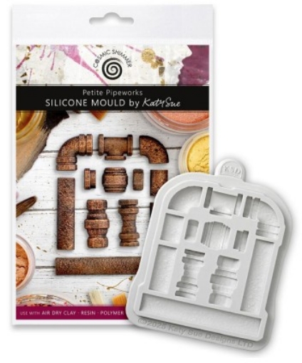 Picture of Katy Sue Designs Silicone Mould Cosmic Shimmer Andy Skinner Signature – Petite Pipeworks (CE0150-CS) – Καλούπι Σιλικόνης με Μηχανικά Στοιχεία για Ρητίνη & Πηλό