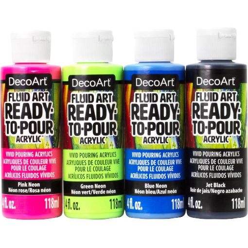 Picture of DecoArt FluidArt Ready-to-Pour Acrylics – Σετ Pouring Ακρυλικών Neon Blast, 4 × 118ml