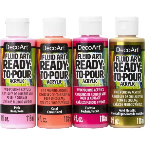 Picture of DecoArt FluidArt Ready-to-Pour Acrylics – Σετ Pouring Ακρυλικών Groovy Gold, 4 × 118ml