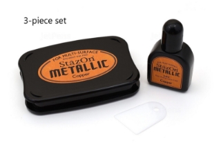 Picture of StazOn Metallics Copper Ink | Μεταλλικό Μόνιμο Μελάνι Solvent με Ανταλλακτικό για Μη Πορώδεις Επιφάνειες – Copper, 4 τεμ.