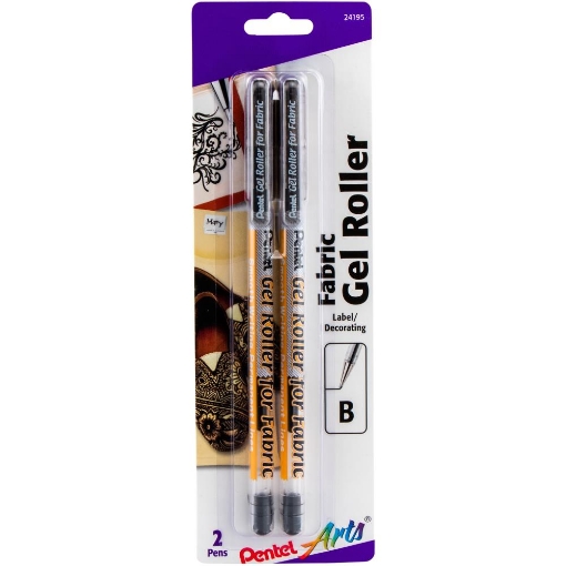 Picture of Pentel Gel Roller for Fabric – Μόνιμο Gel Roller για Ύφασμα, Μαύρο (Σετ 2 τεμ.)