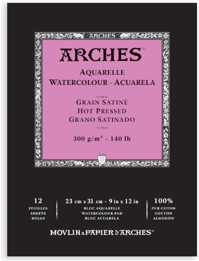 Picture of Arches Aquarelle Hot Pressed Watercolor Block 300gsm 23x31cm – Μπλοκ Ακουαρέλας 100% Βαμβάκι, Hot Pressed 300gsm