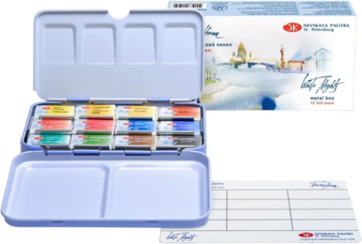 Picture of 🎨 St. Petersburg White Nights – Artist Grade Σετ Ακουαρέλας 12 Full Pan σε Μεταλλική Κασετίνα