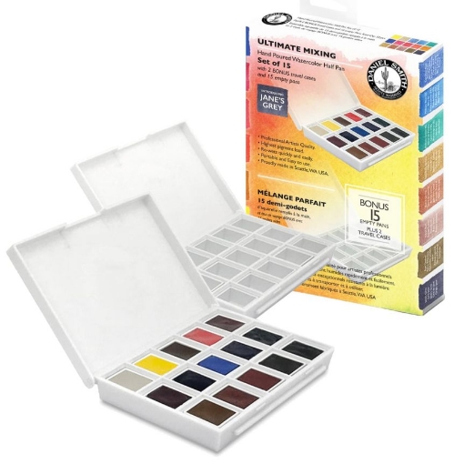 Picture of Daniel Smith Urban Sketchers Ultimate Mixing Watercolor Set  | Σετ Ακουαρέλας με Διπλή Travel Παλέτα & 15 Half Pans