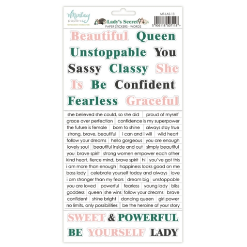 Picture of Mintay Papers Sticker Words Lady’s Secret – Αυτοκόλλητες Λέξεις & Φράσεις για Scrapbooking & Journaling